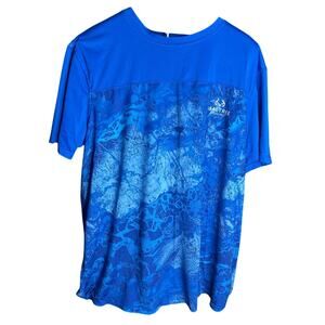 Realtree Fishing mens short sleeve performance shirt blue camouflage size xl